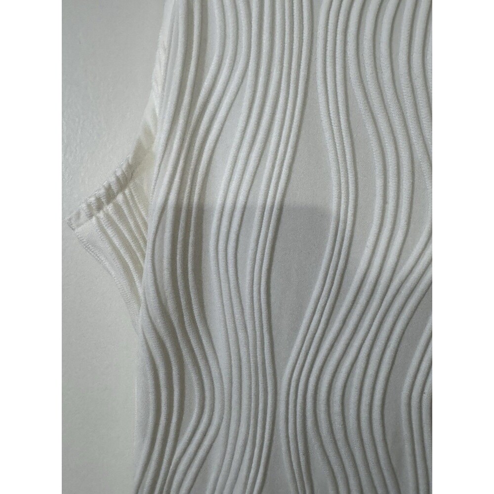 RIHOAS White Pearl Strap Wavy Long Bodycon Dress Straight Neck Sleeveless Size M - Picture 9 of 11